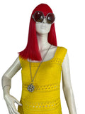 1960s vintage yellow hand crocheted dress / summer / festival / Hippie Boho 70s