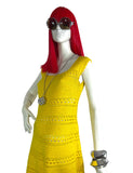 1960s vintage yellow hand crocheted dress / summer / festival / Hippie Boho 70s