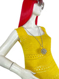 1960s vintage yellow hand crocheted dress / summer / festival / Hippie Boho 70s