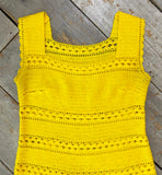 1960s vintage yellow hand crocheted dress / summer / festival / Hippie Boho 70s