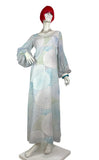 1970s vintage psychedelic balloon sleeve maxi dress / Hippie trippy / 60s