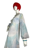 1970s vintage psychedelic balloon sleeve maxi dress / Hippie trippy / 60s