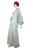 1970s vintage psychedelic balloon sleeve maxi dress / Hippie trippy / 60s