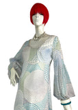 1970s vintage psychedelic balloon sleeve maxi dress / Hippie trippy / 60s