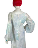1970s vintage psychedelic balloon sleeve maxi dress / Hippie trippy / 60s
