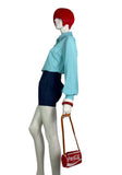 1960s vintage turquoise balloon sleeve blouse / shirt / 70s / Mod / Mad Men