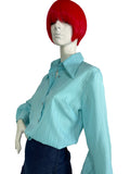 1960s vintage turquoise balloon sleeve blouse / shirt / 70s / Mod / Mad Men