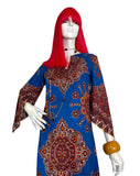 1970s vintage cotton kaftan maxi dress / 60s / Festival / Hippie / wizard sleeves / Hendrix