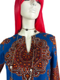 1970s vintage cotton kaftan maxi dress / 60s / Festival / Hippie / wizard sleeves / Hendrix