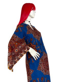 1970s vintage cotton kaftan maxi dress / 60s / Festival / Hippie / wizard sleeves / Hendrix