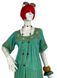 1960s vintage mint green Indian Cotton cheese cloth maxi dress / Hippie / Festival