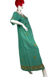 1960s vintage mint green Indian Cotton cheese cloth maxi dress / Hippie / Festival