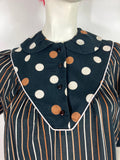1970s vintage polka dot and stripe cotton smock dress / Hippie / Festival / pockets / Vuokko