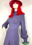 Annie Gough 1970s vintage purple wool maxi dress / winter dress / balloon sleeves