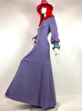 Annie Gough 1970s vintage purple wool maxi dress / winter dress / balloon sleeves