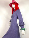 Annie Gough 1970s vintage purple wool maxi dress / winter dress / balloon sleeves