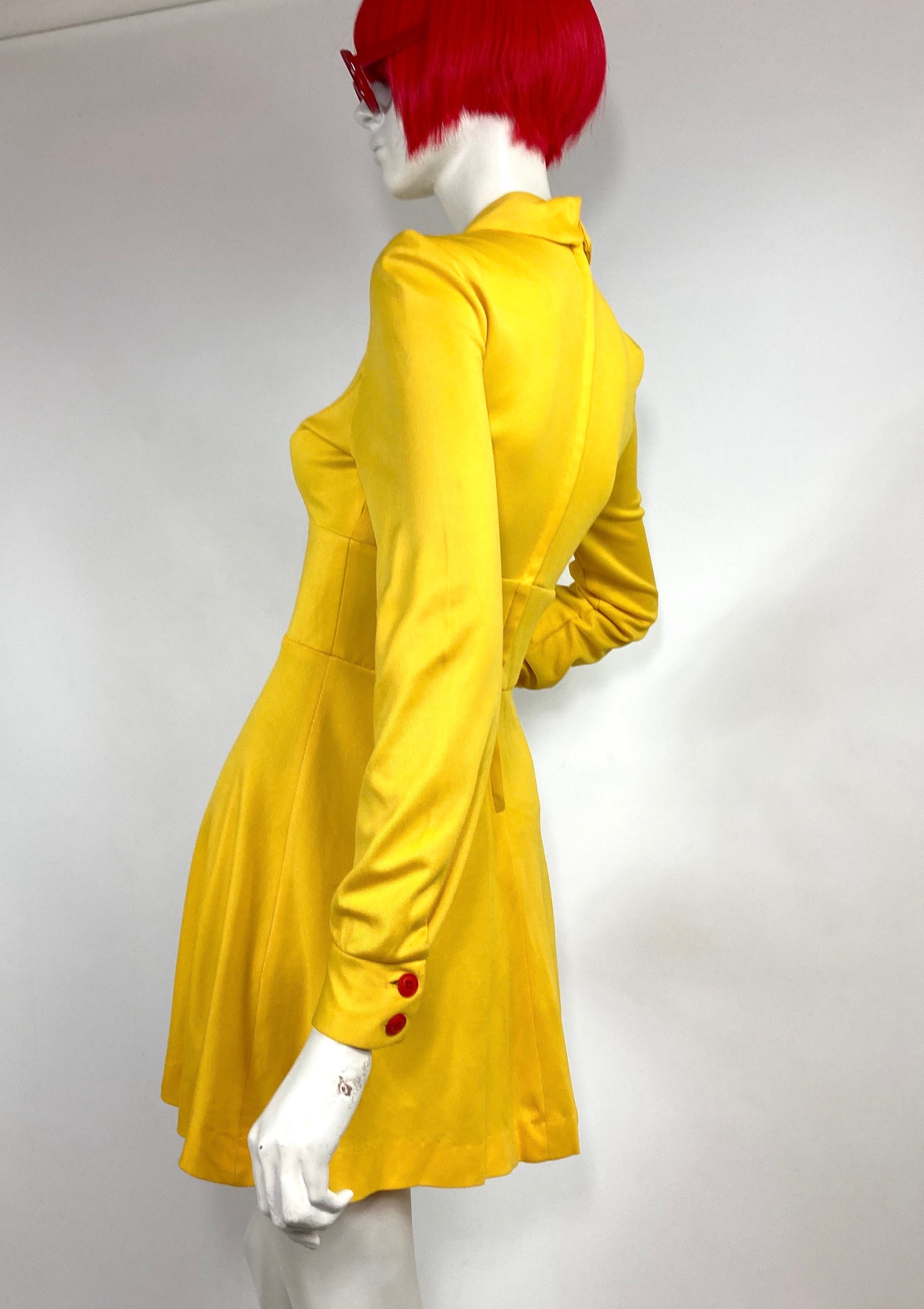 Young Innocent 1960s vintage Acid yellow Mod mini dress / Twiggy / Dol   Top of the Shops Boutique