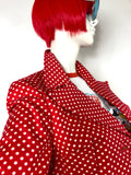 1970s polka dot vintage glam denim blazer / jacket / Bus Stop / Marc Bolan / New York Dolls