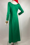 Horrockses 1960s vintage poison green Deco maxi dress / 70s Disco