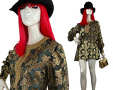 Marcel Fenez / Roland Klein 1960s vintage gold lame metallic mini dress / psychedelic / Mod