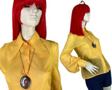 1960s / 70s vintage yellow balloon sleeve blouse / shirt / spoon collar / Mod