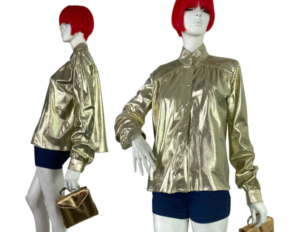 YUKI 1970s vintage gold blouse / jacket / Studio 54 / Disco / Metallic jacket