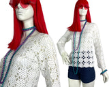 1970s vintage white cotton crochet top / shirt / 60s Hippie / summer / Mod
