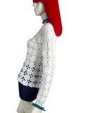 1970s vintage white cotton crochet top / shirt / 60s Hippie / summer / Mod