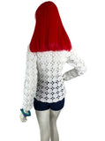 1970s vintage white cotton crochet top / shirt / 60s Hippie / summer / Mod