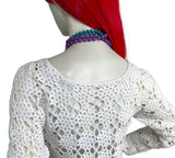1970s vintage white cotton crochet top / shirt / 60s Hippie / summer / Mod