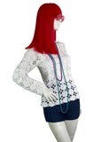 1970s vintage white cotton crochet top / shirt / 60s Hippie / summer / Mod