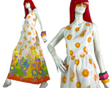 1960s vintage flower print psychedelic maxi dress / Flower power / 70s / summer dress
