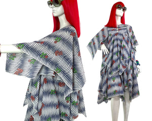 Clobber 1970s vintage psychedelic dress / angel sleeves / festival / Jeff Banks / Stevie Nicks