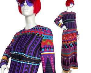 Vera Mont Paris 1960s vintage Pop Art Mod maxi dress / Peggy Moffitt / Op Art / Colour block
