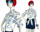 1960s vintage indian cotton novelty print crop blouse shirt / hippie / Festival / cheese cloth