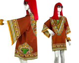 1970s vintage cotton kaftan / smock dress / 60s / Festival / Hippie / aztec / wizard sleeves