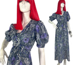 1970s vintage lurex metallic maxi dress / party dress / Disco / puff sleeves