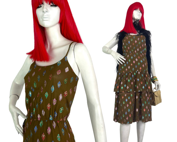 1970s vintage 70s does 40s deco glitter dress Radley / Disco / Studio 54 / party dress
