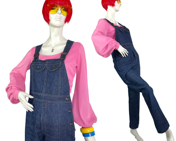 1970s vintage BHS indigo blue denim overall dungarees / Workwear / 50s utility / GLam Rock