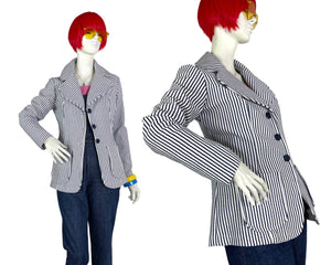 1970s vintage nautical striped wide lapel blazer / jacket / Mod / 70s pop