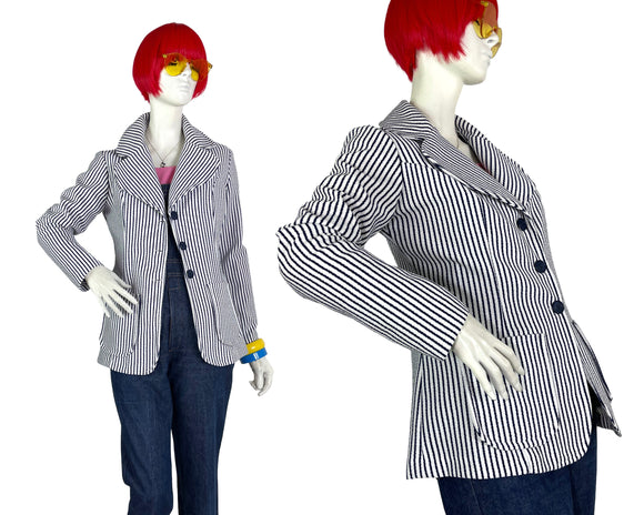 1970s vintage nautical striped wide lapel blazer / jacket / Mod / 70s pop