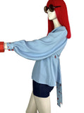 1970s vintage crepe billowing balloon sleeve tunic smock / Ossie Clark / Jeff Banks