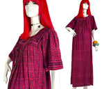 1960s vintage indian cotton Kaftan dress / Hippie / Festival / Woodstock / block print