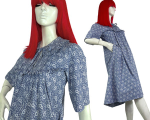 Laura Ashley Made in Wales vintage 70s cotton prairie smock midi dress / pockets
