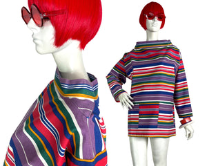 1970s vintage cotton drill denim artist tunic smock / Mod / Hippie / fishermans smock / 50s