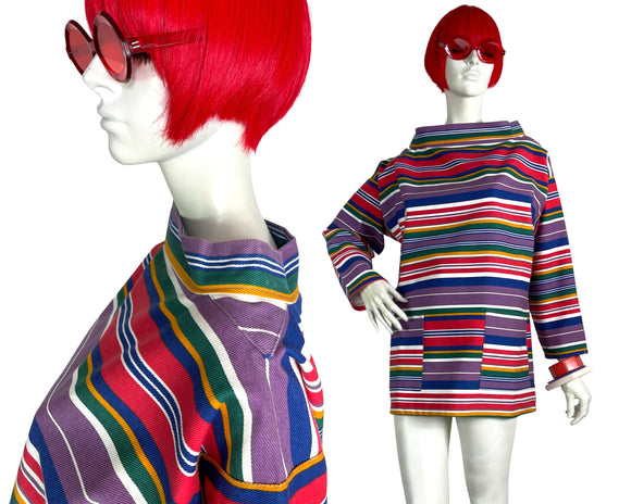 1970s vintage cotton drill denim artist tunic smock / Mod / Hippie / fishermans smock / 50s