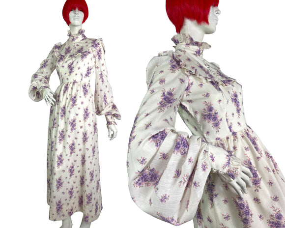 1970s vintage QUAD floral hippie prairie maxi dress / ruffles / Laura Ashley