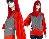 1970s vintage nautical striped cotton canvas denim waistcoat / jacket / Mod / 70s pop