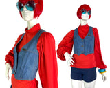 1970s vintage blue jean denim waistcoat / vest / Jet Jeans / sizes 10, 12 & 14