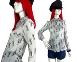 1970s vintage silver lurex Go Go Disco shirt / blouse / glam rock / 60s Mod / Deco 30s